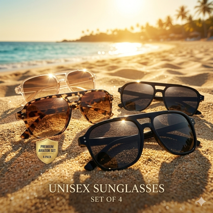 4-Pack Unisex Oversized Aviator Sunglasses