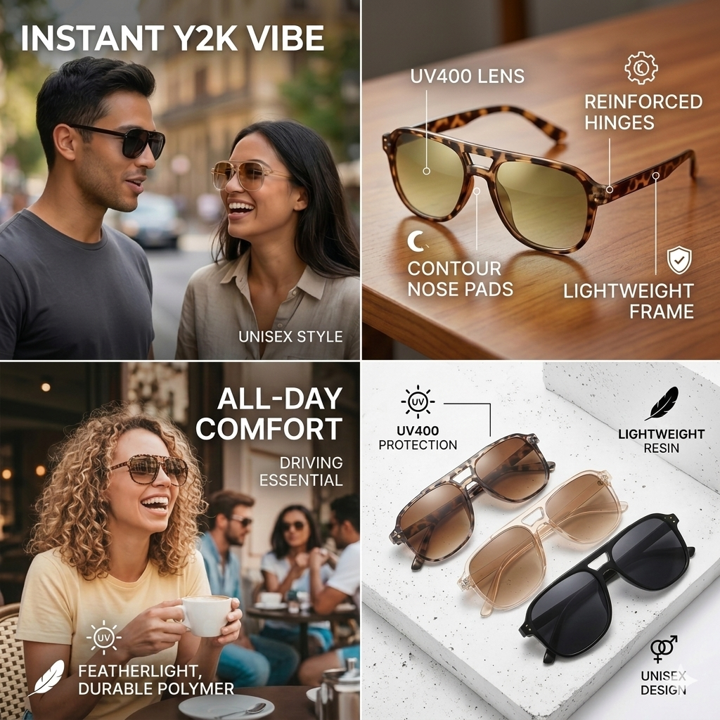 4-Pack Unisex Oversized Aviator Sunglasses