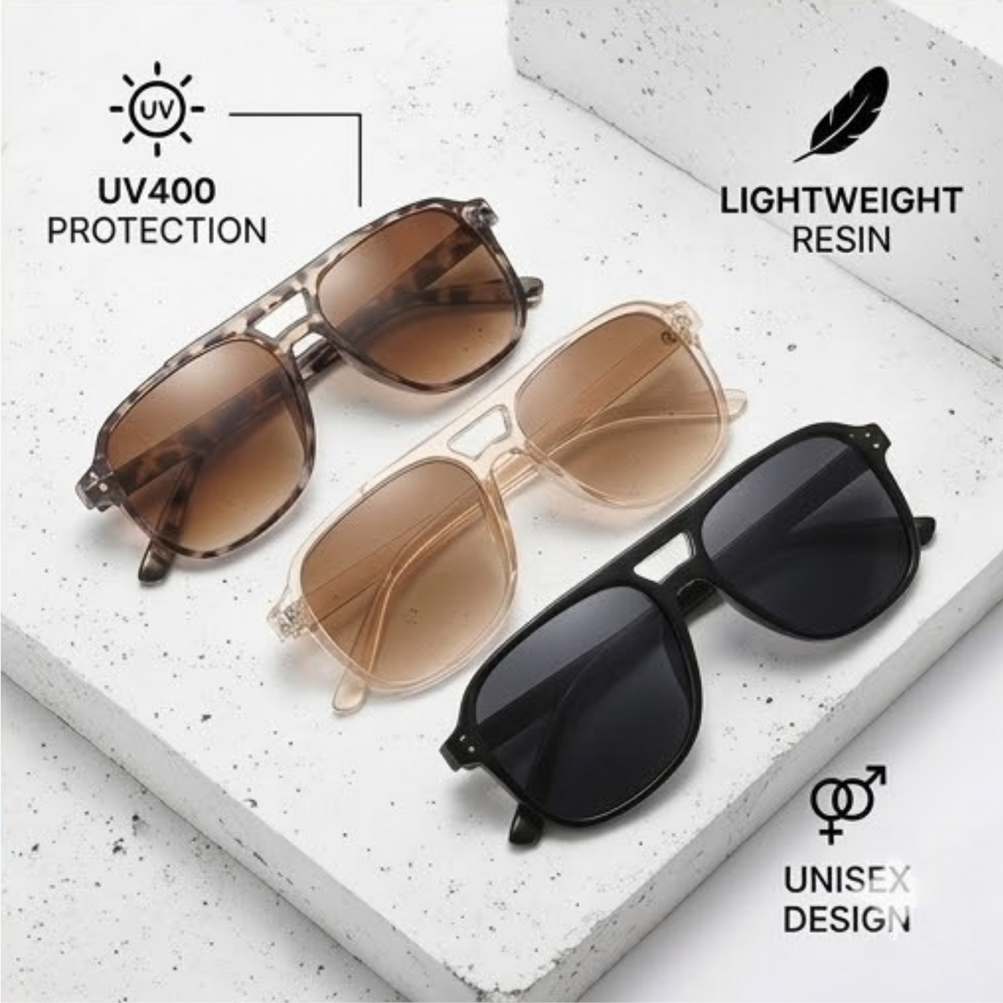 4-Pack Unisex Oversized Aviator Sunglasses